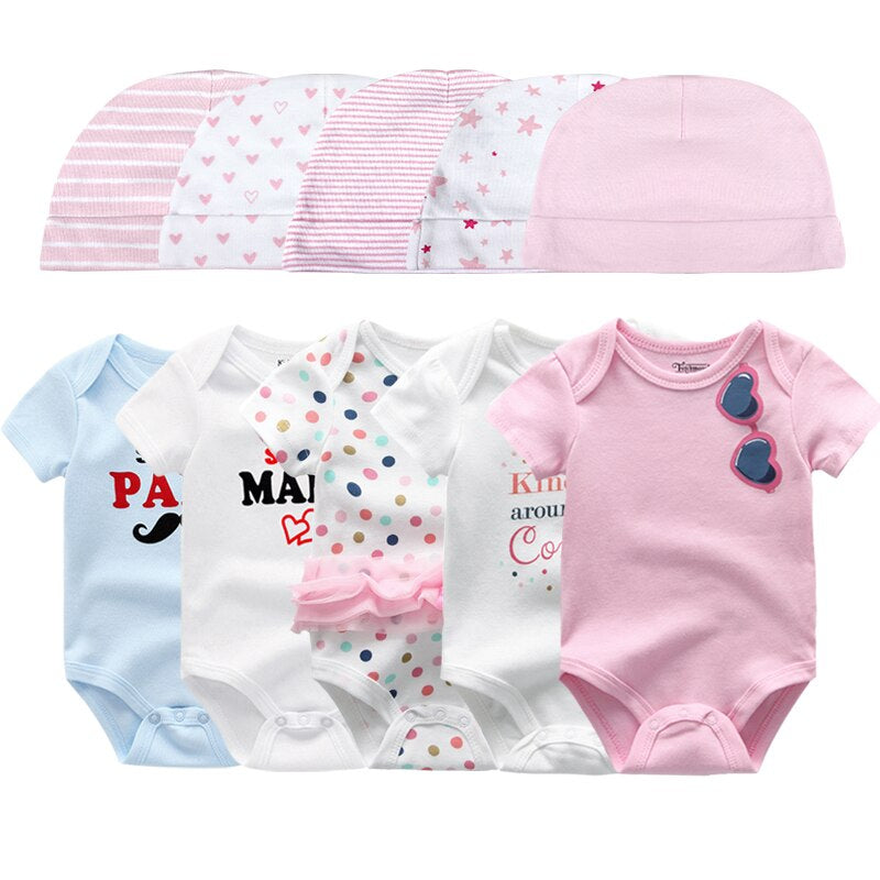 5 Piece Newborn Baby Bodysuit Set-Children Cloth Shop