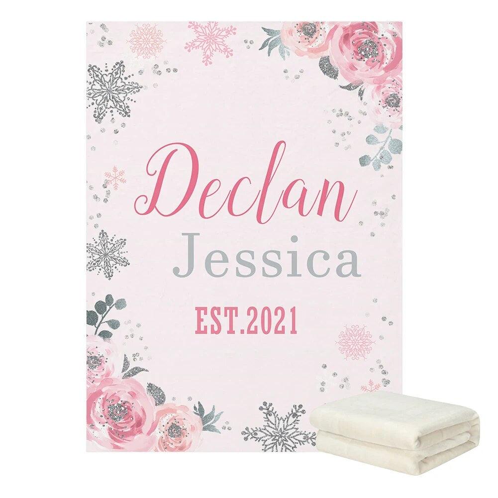 Custom Baby Blanket – Name & Date Coral Fleece Gift-Children Cloth Shop