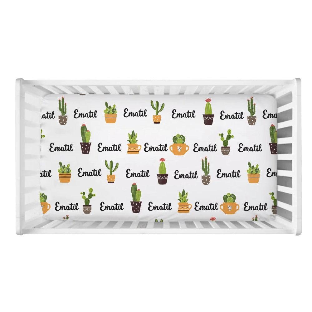 3 Pieces Cactus Crib Custom Name Bedding Set-Children Cloth Shop