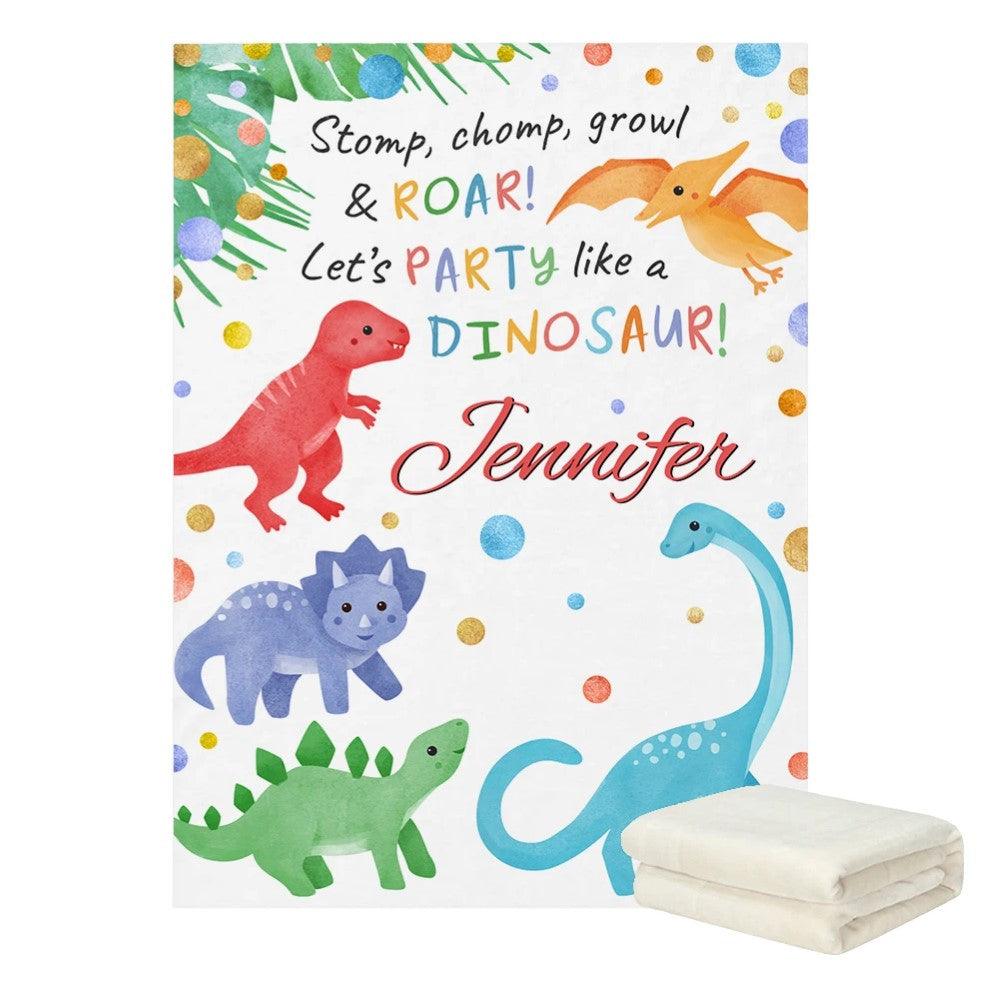 Watercolor Dinosaur Greenery Blanket-Children Cloth Shop