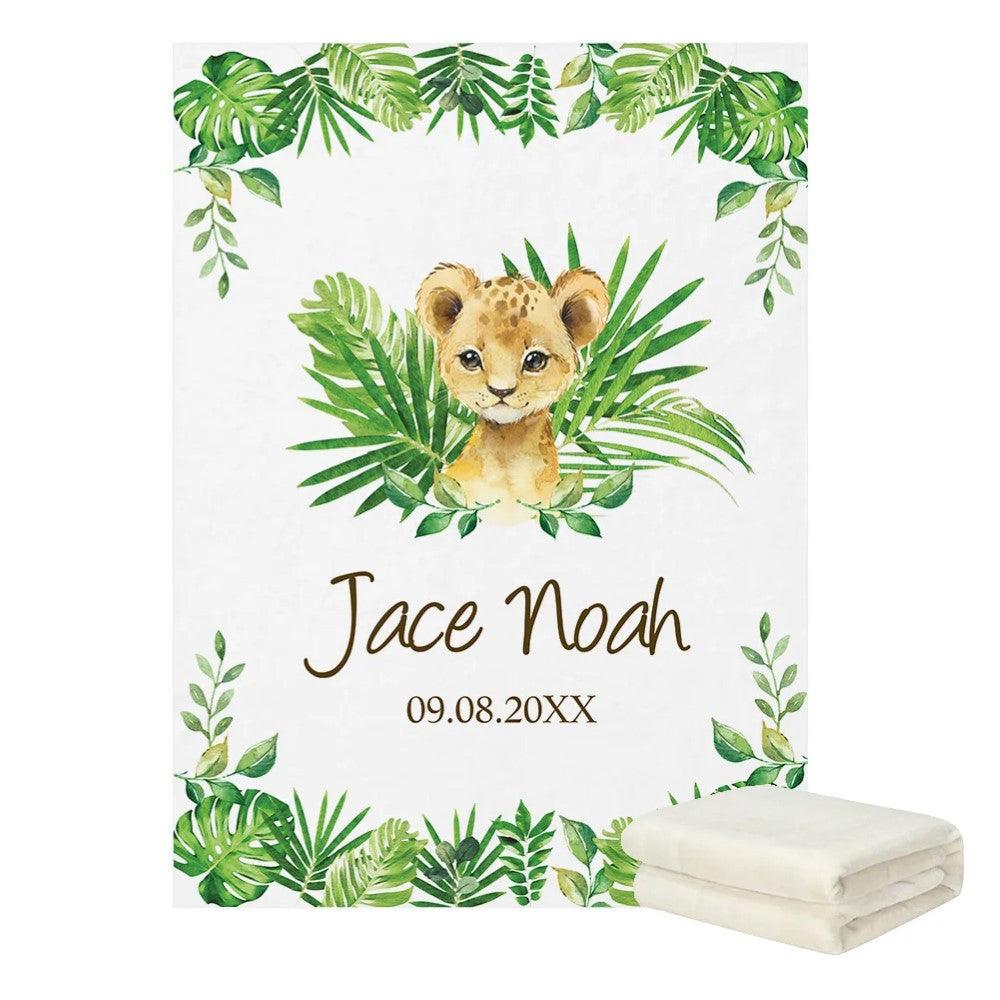 Custom Jungle Lion Name Blanket-Children Cloth Shop