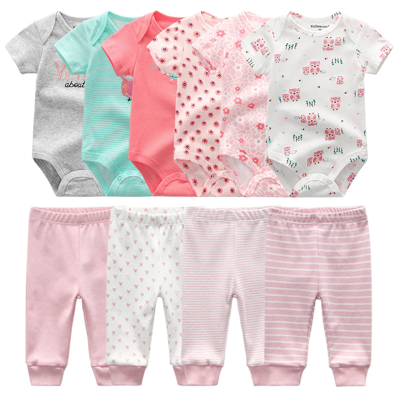 Set Of 6 Pc Bodysuit & 4 Pc Pant For Babies-Children Cloth Shop