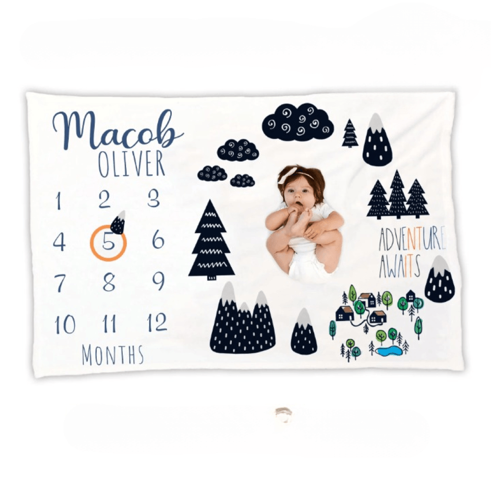 Teddy Milestone Photo Blanket for Monthly Baby Pictures-Children Cloth Shop