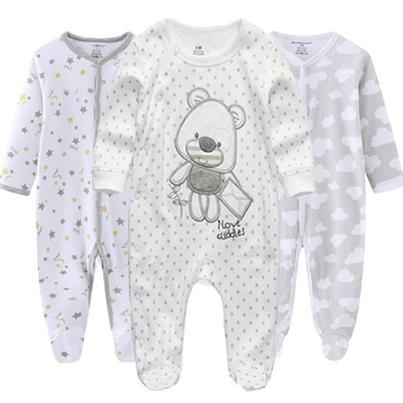 3 Pieces O-Neck Cotton Jumpsuit Sets For Babies-Children Cloth Shop
