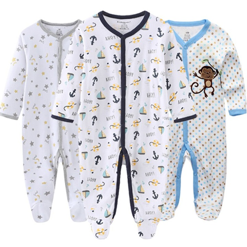 3 Pieces O-Neck Cotton Jumpsuit Sets For Babies-Children Cloth Shop