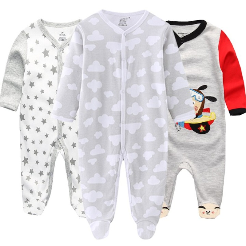 3 Pieces O-Neck Cotton Jumpsuit Sets For Babies-Children Cloth Shop