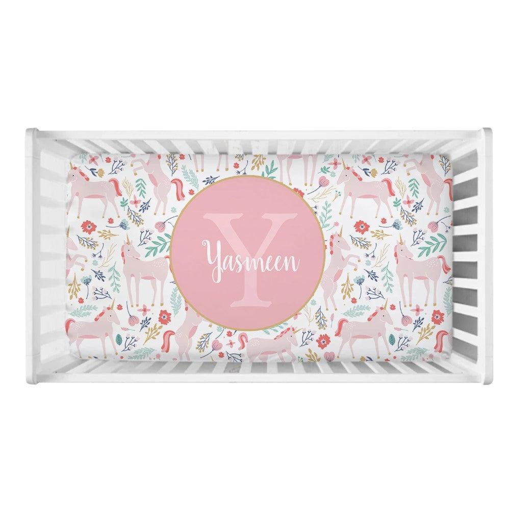 Floral Unicorn Name Bedding