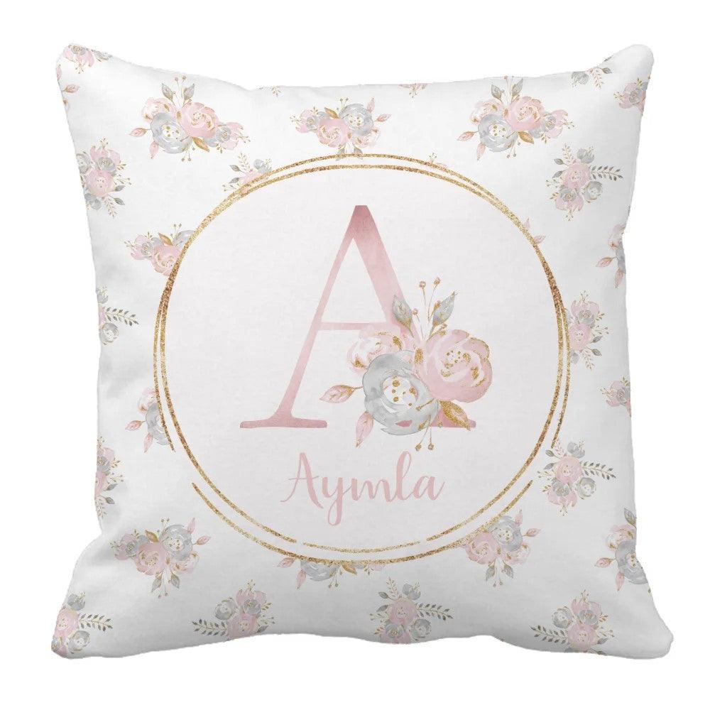 Personalized Blush Gold Floral Bedding Set-Children Cloth Shop