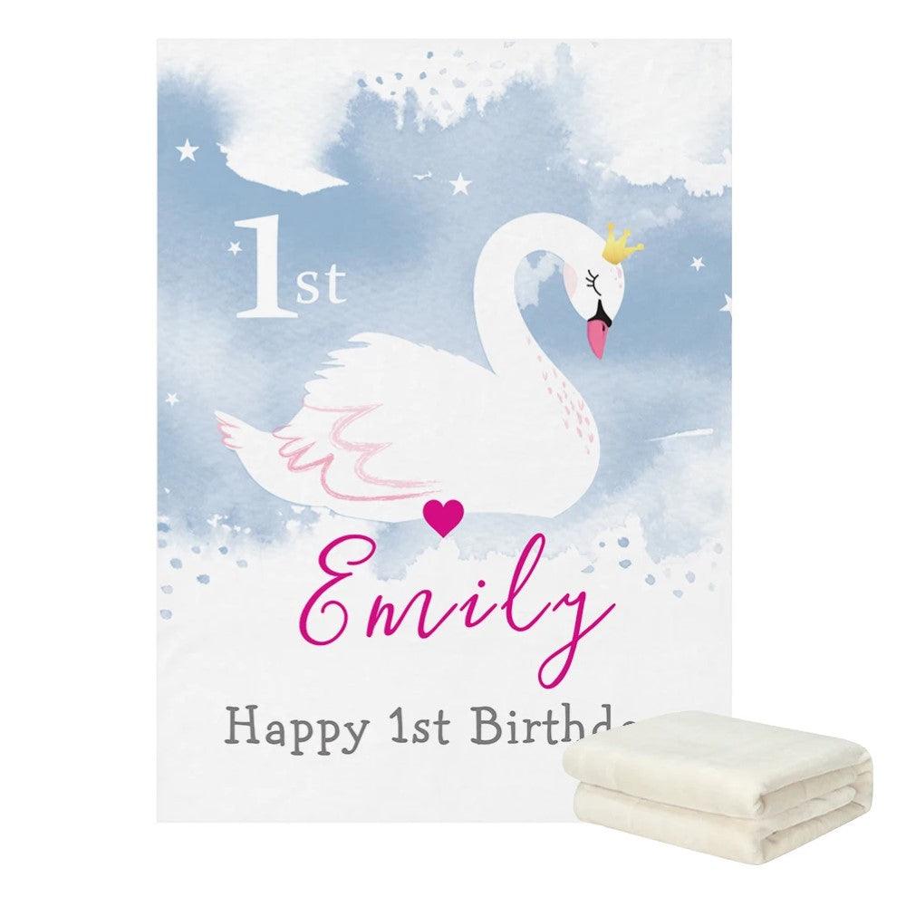 Swan Princess Birthday Blanket-Children Cloth Shop