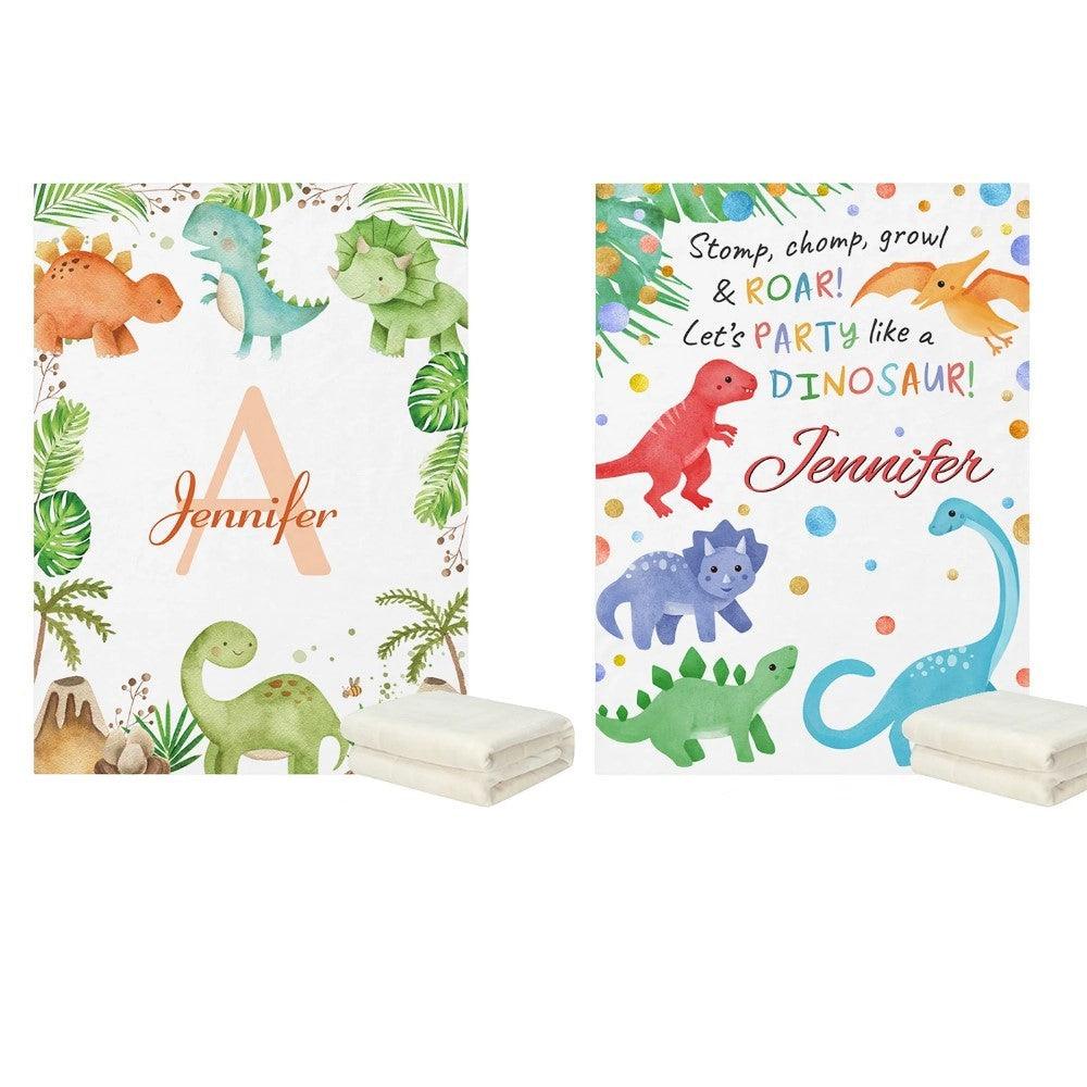 Watercolor Dinosaur Greenery Blanket-Children Cloth Shop