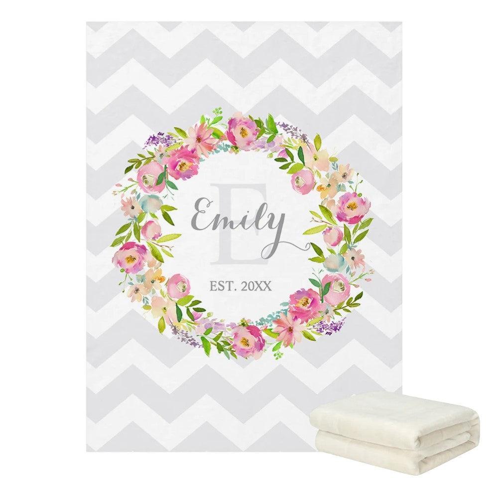 Name Printed Flower Blanket-Children Cloth Shop