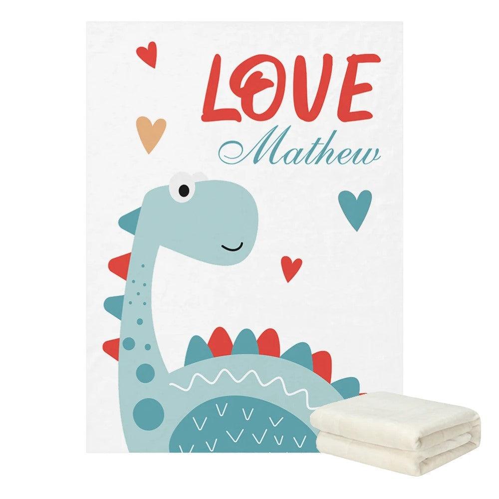 Dinosaur Custom Name Blanket for Nursery Decor-Children Cloth Shop
