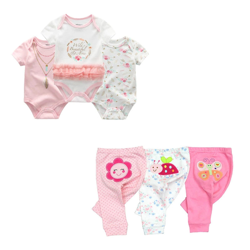 Newborn Baby 6 Piece Bodysuit & Pant Set-Children Cloth Shop