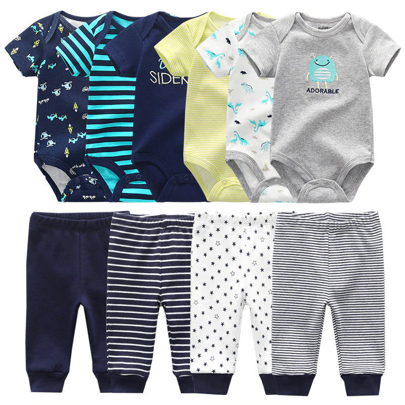 Unisex Baby 6 Pc Bodysuit & 4 Pc Pant Set-Children Cloth Shop