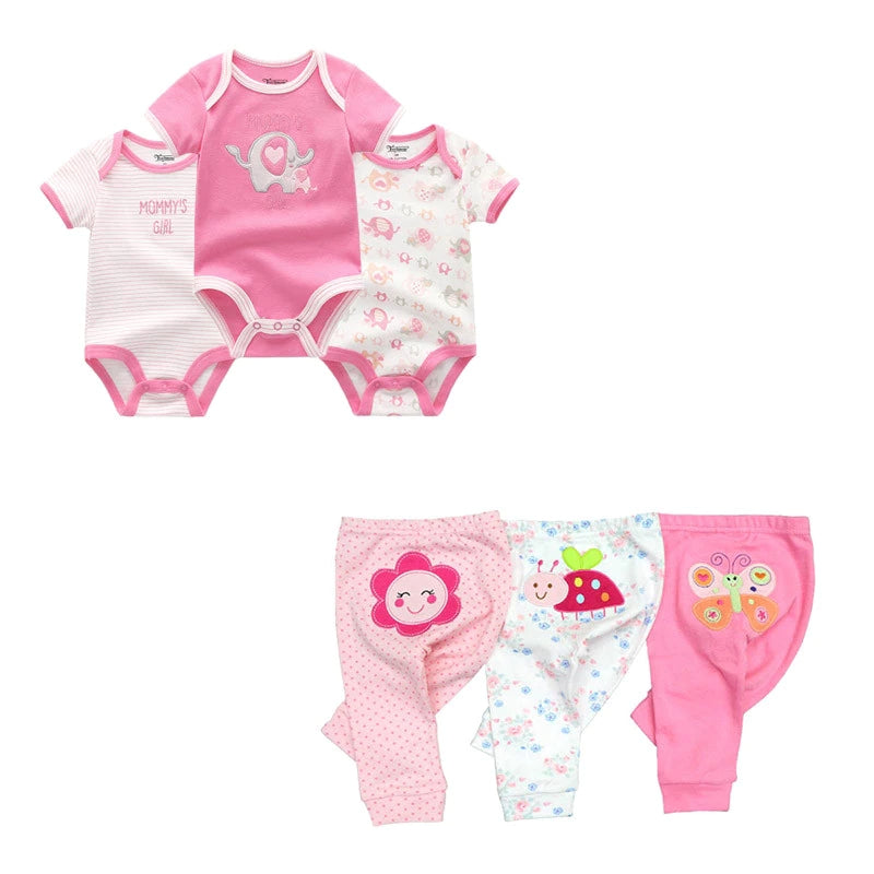 Newborn Baby 6 Piece Bodysuit & Pant Set-Children Cloth Shop