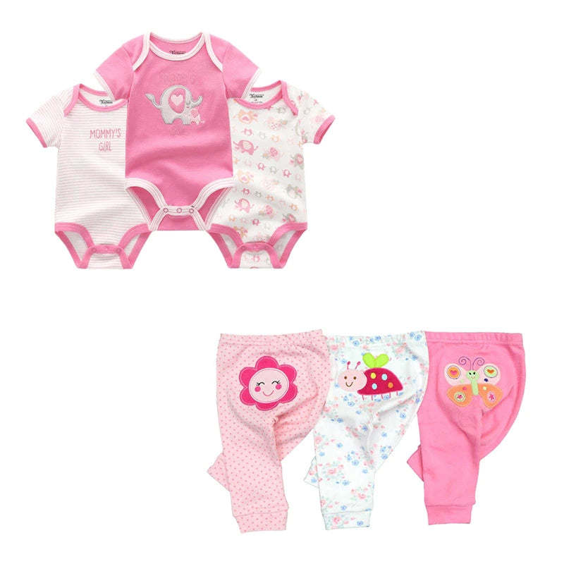 Newborn Baby 6 Piece Bodysuit & Pant Set-Children Cloth Shop