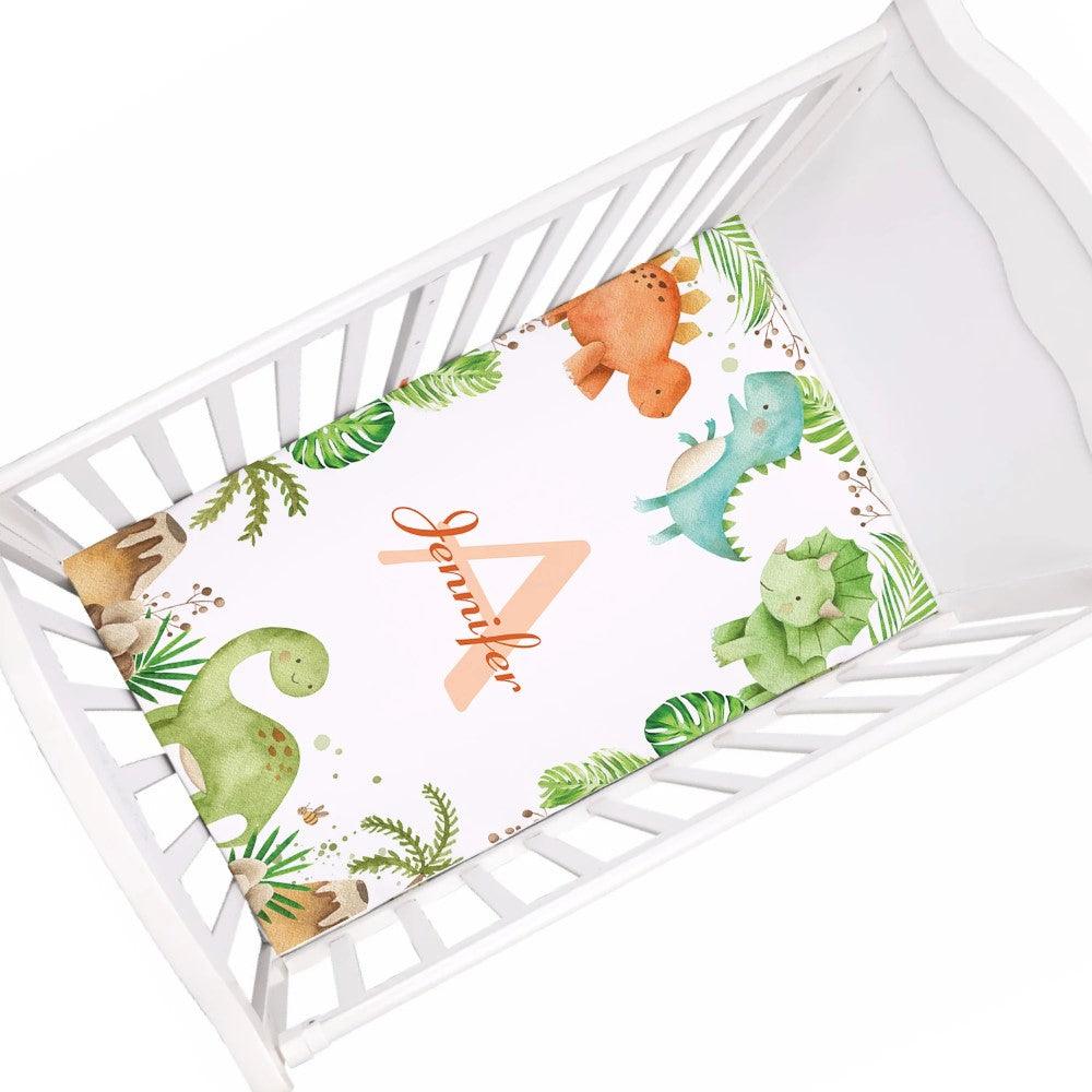 Watercolor Dinosaur Greenery Blanket-Children Cloth Shop