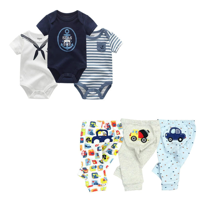 Newborn Baby 6 Piece Bodysuit & Pant Set-Children Cloth Shop