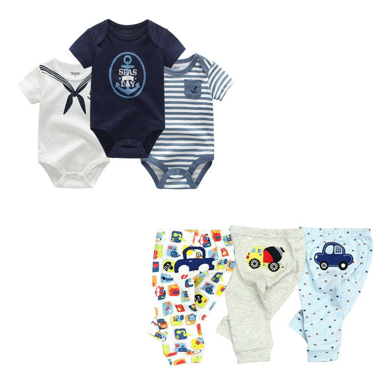 Newborn Baby 6 Piece Bodysuit & Pant Set-Children Cloth Shop