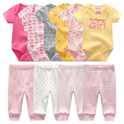 Set Of 6 Pc Bodysuit & 4 Pc Pant For Babies-Children Cloth Shop