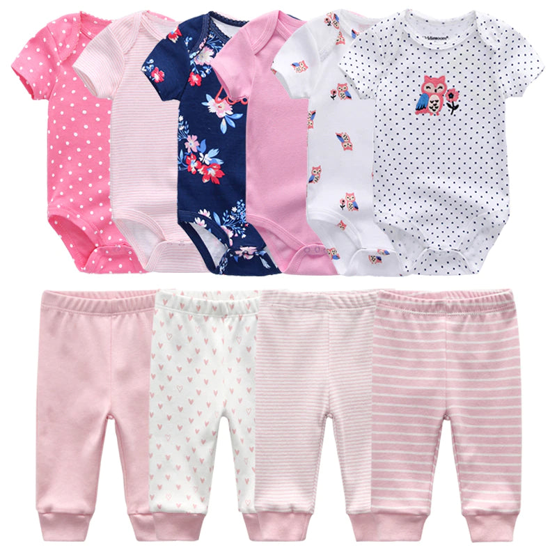 Unisex Baby 6 Pc Bodysuit & 4 Pc Pant Set-Children Cloth Shop