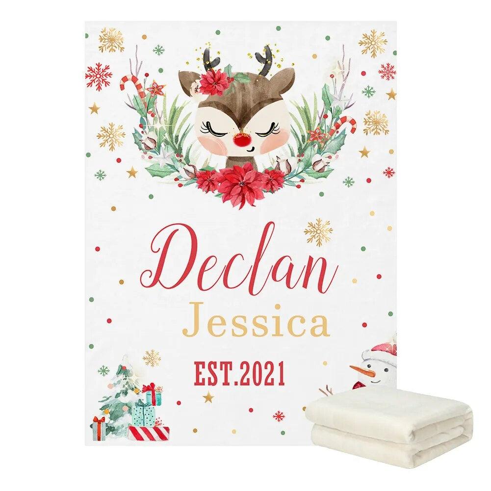 Custom Baby Blanket – Name & Date Coral Fleece Gift-Children Cloth Shop