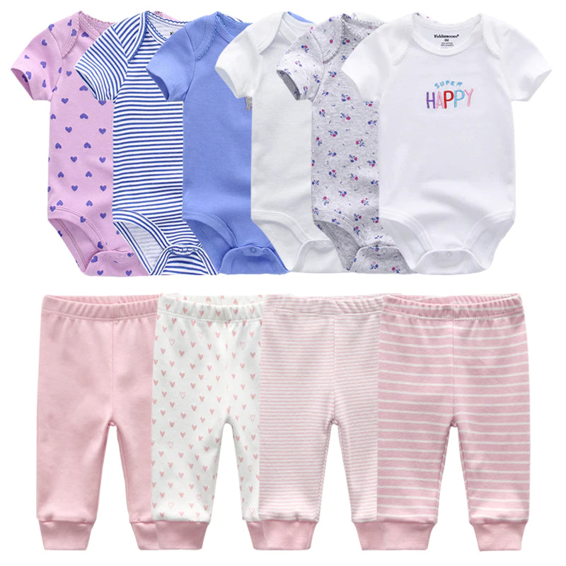 Unisex Baby 6 Pc Bodysuit & 4 Pc Pant Set-Children Cloth Shop