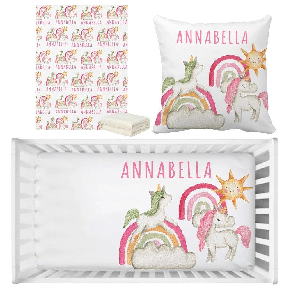 3 Pieces Unicorn Name Bedding Set-Children Cloth Shop