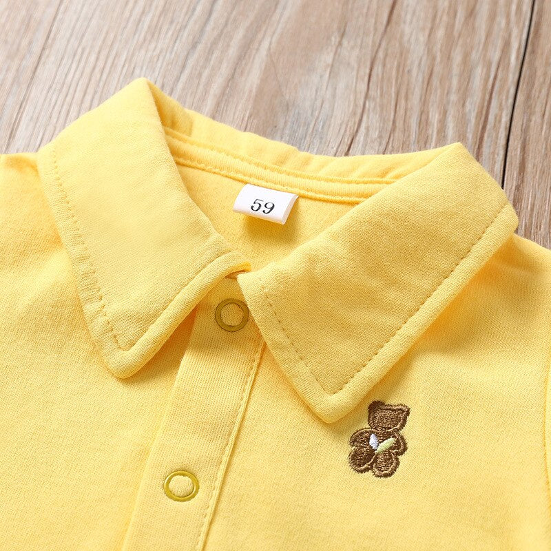Solid Collared Baby Bodysuit-Children Cloth Shop