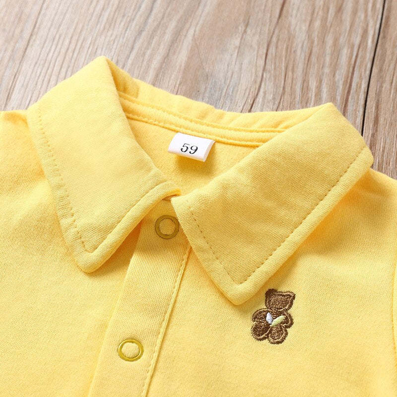 Solid Collared Baby Bodysuit-Children Cloth Shop