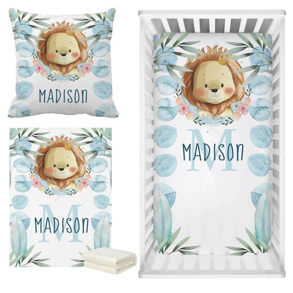 3 Pieces Lion Prince Personalized Custom Bedding Set-Children Cloth Shop