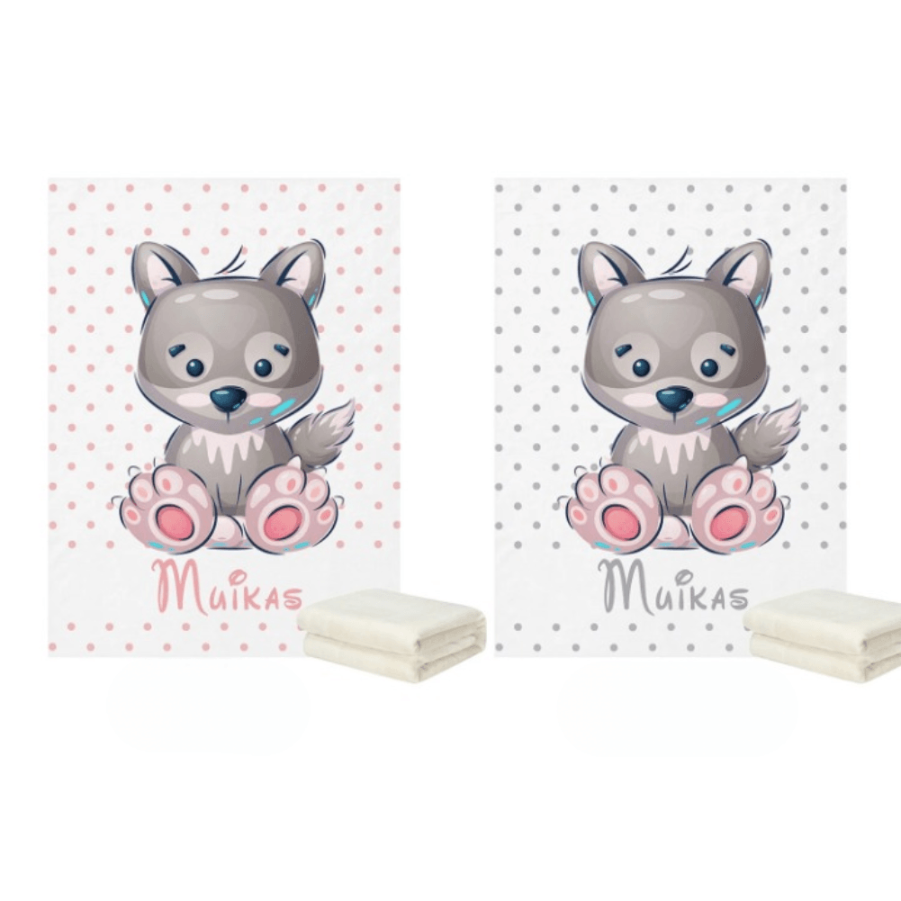 Custom Name Wolf Blanket-Children Cloth Shop