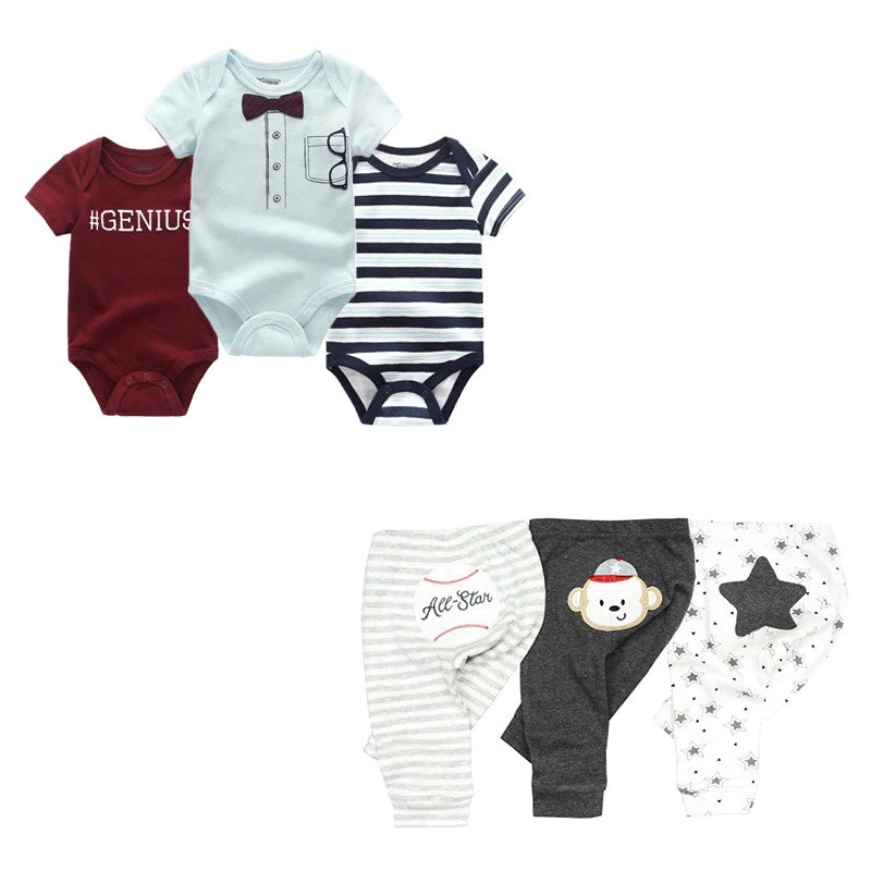 Newborn Baby 6 Piece Bodysuit & Pant Set-Children Cloth Shop