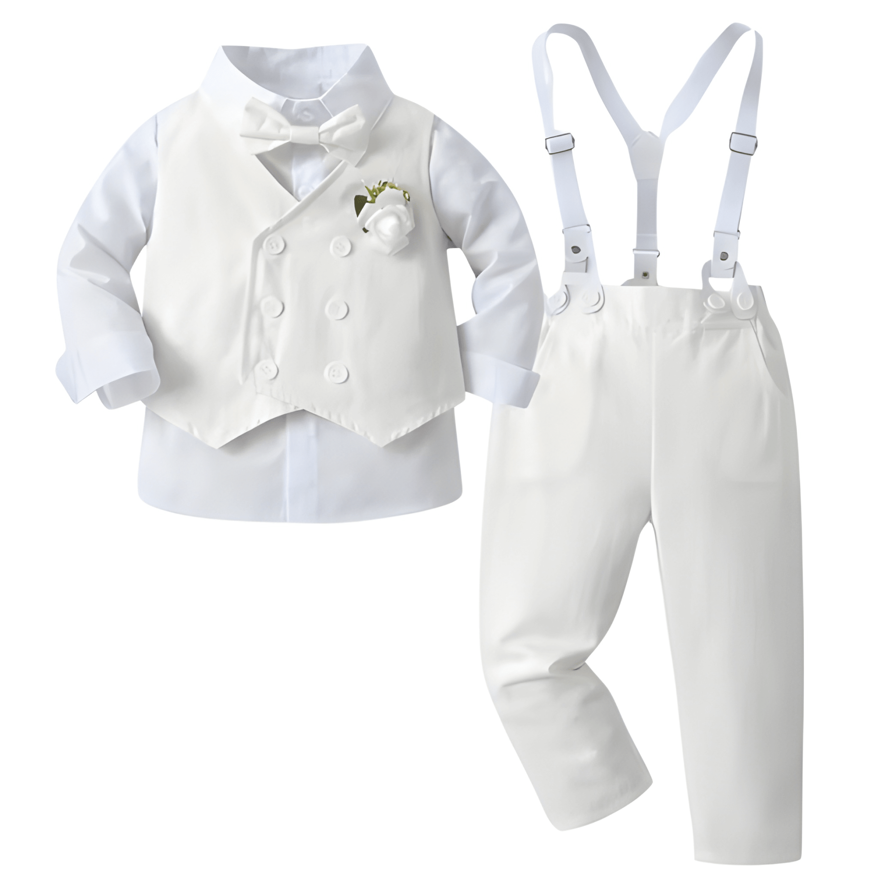 Three Piece Suit Set With Long Sleeve Shirt Vest And Trousers