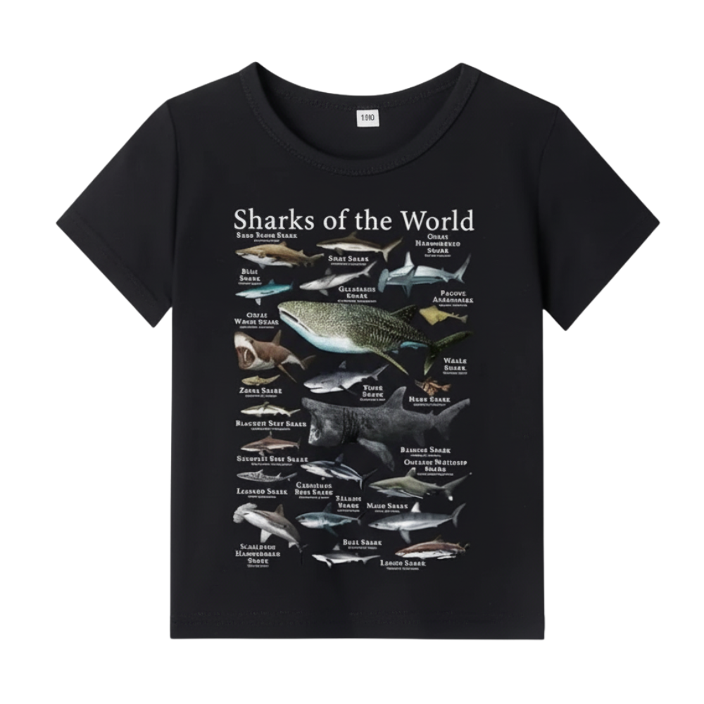 Sharks World Anime Graphic Print Short Sleeve T Shirt