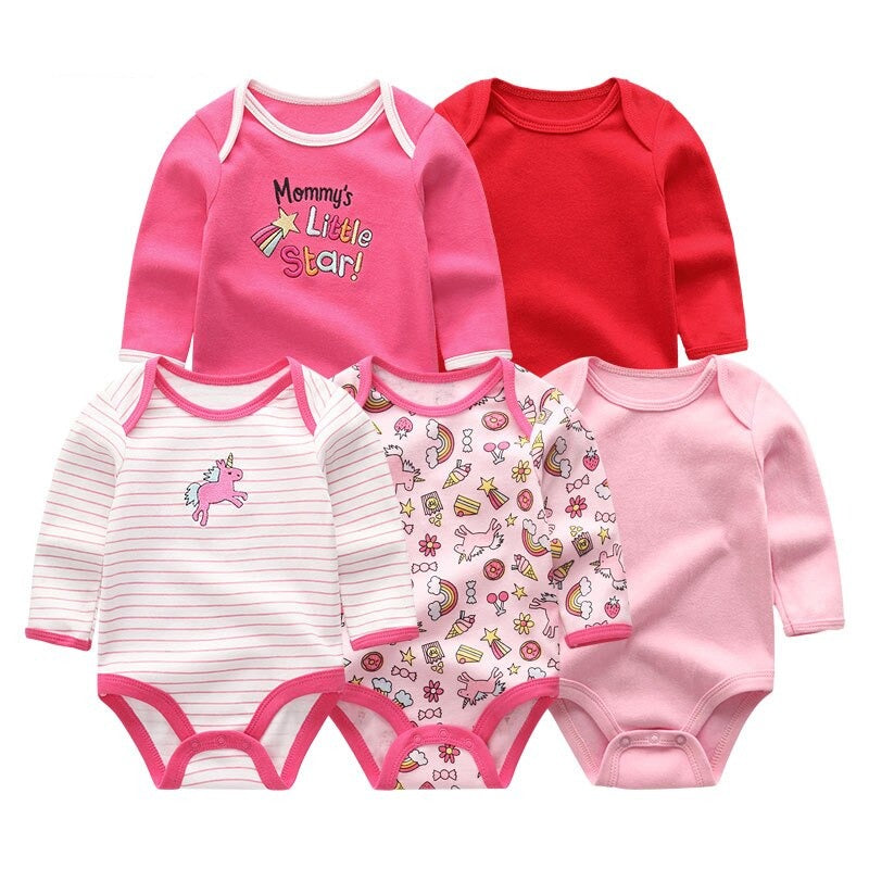 5 Pcs Cotton Toddler Bodysuits Set-Children Cloth Shop