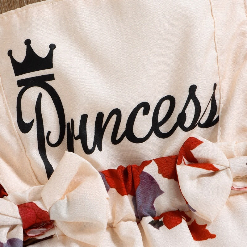 Sleeveless Princess Floral Print Jumpsuit-Children Cloth Shop