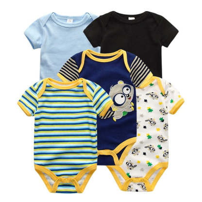 5Pcs Multicolor Unicorn Girls Bodysuit Sets-Children Cloth Shop