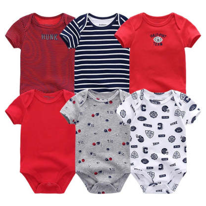 Multicolor Short Sleeve Unisex Baby Rompers-Children Cloth Shop