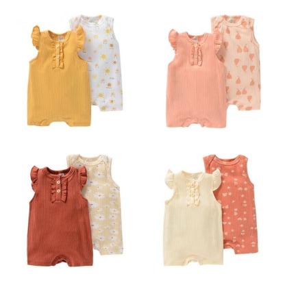 2Pcs Girl Baby's Sleeveless Romper Bodysuits-Children Cloth Shop