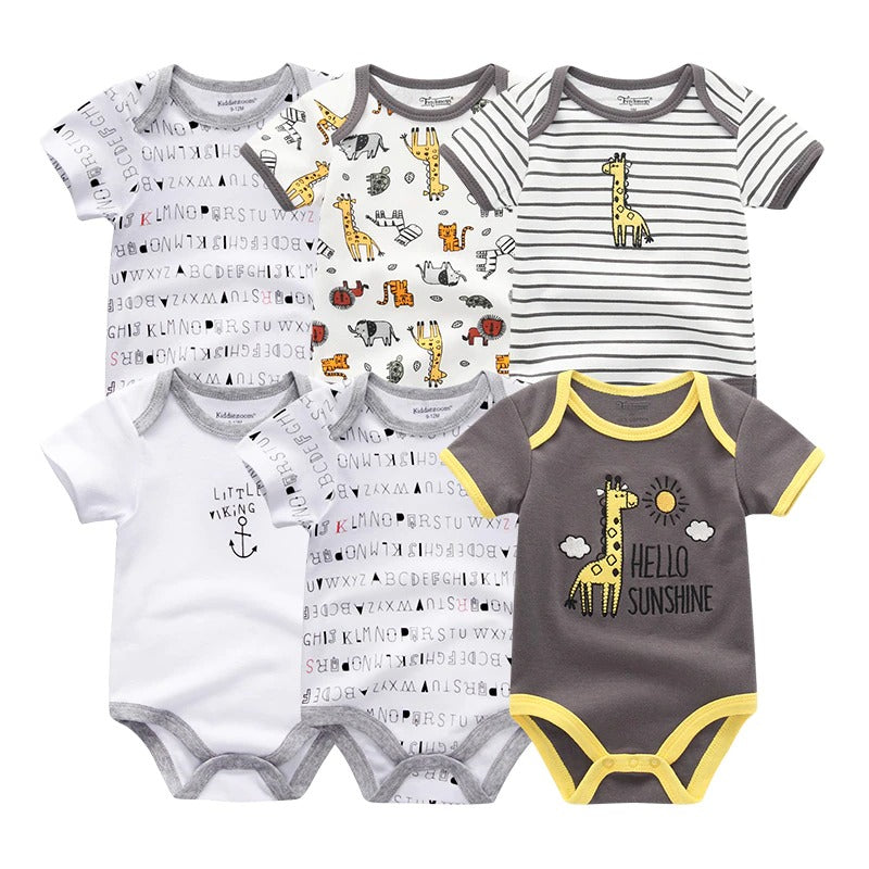 Multicolor Short Sleeve Unisex Baby Rompers-Children Cloth Shop