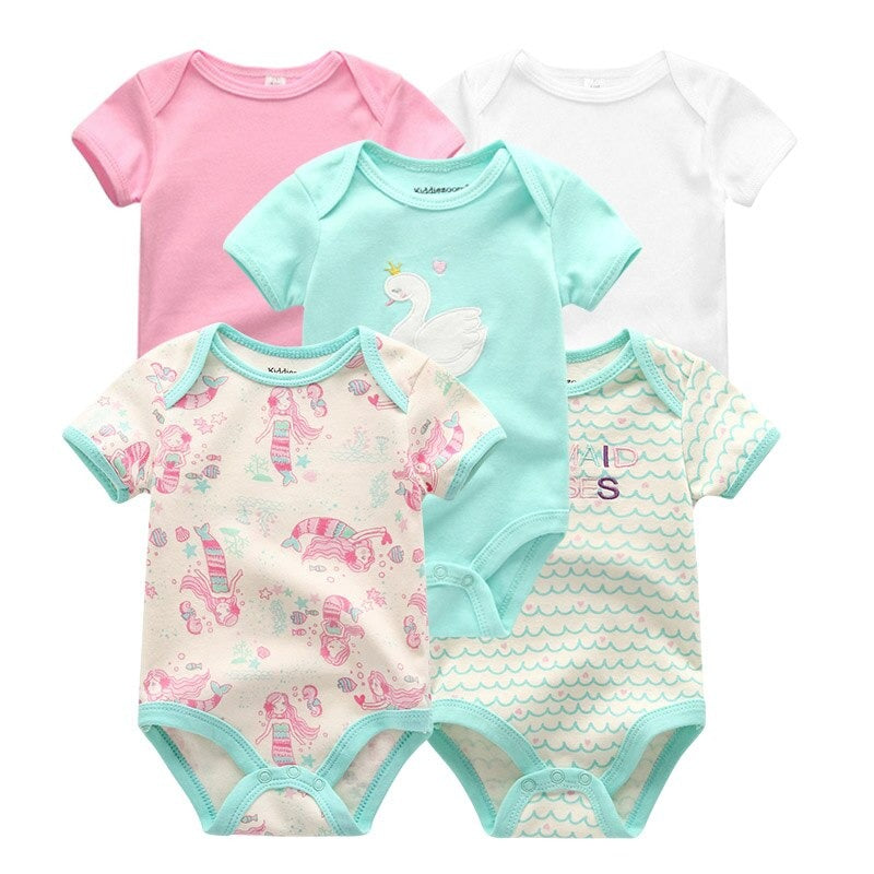 5Pcs Multicolor Unicorn Girls Bodysuit Sets-Children Cloth Shop