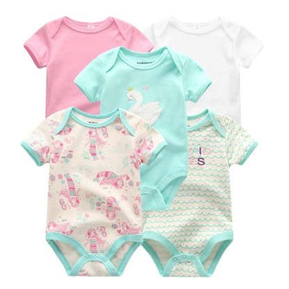 5Pcs Multicolor Unicorn Girls Bodysuit Sets-Children Cloth Shop