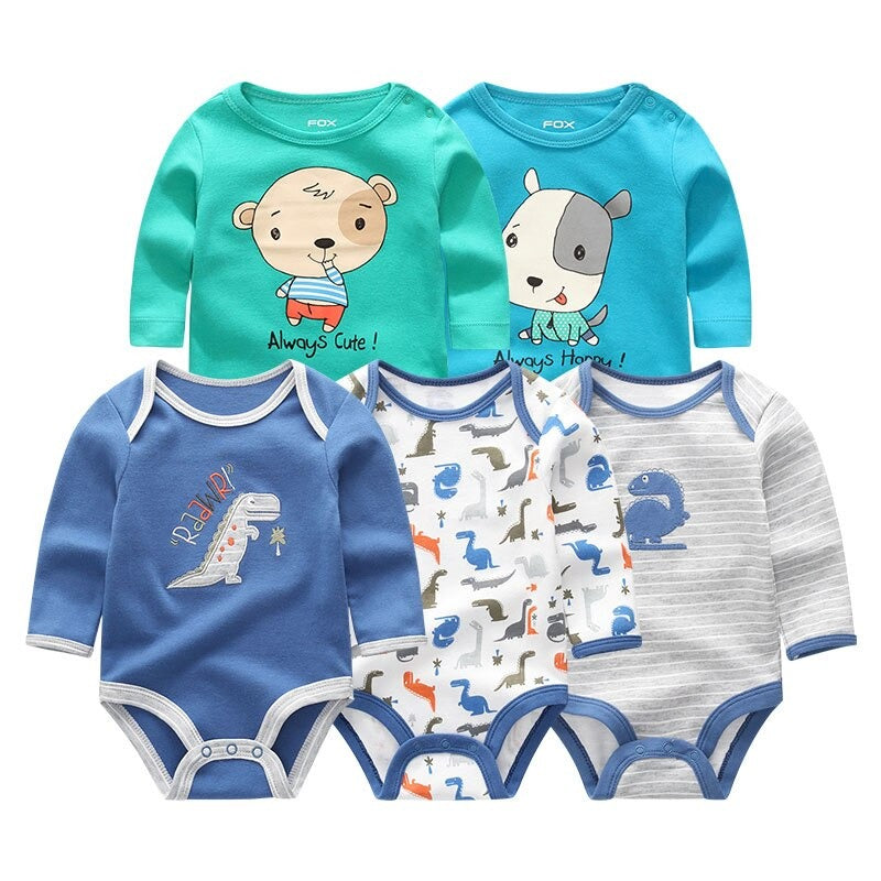 5 Pcs Cotton Toddler Bodysuits Set-Children Cloth Shop
