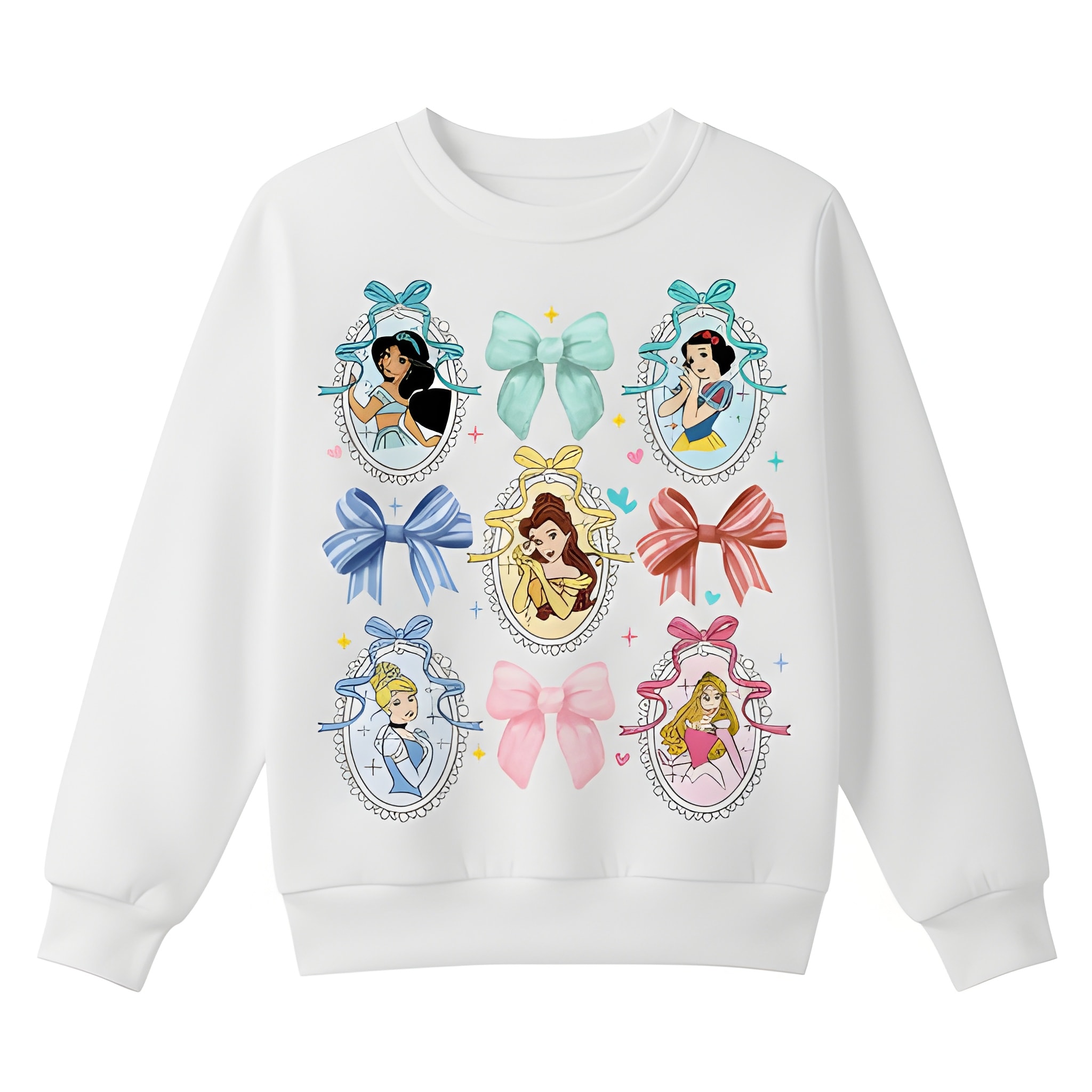 Princess Cartoon Print Warm Kids Winter Sweatshirt For Girls