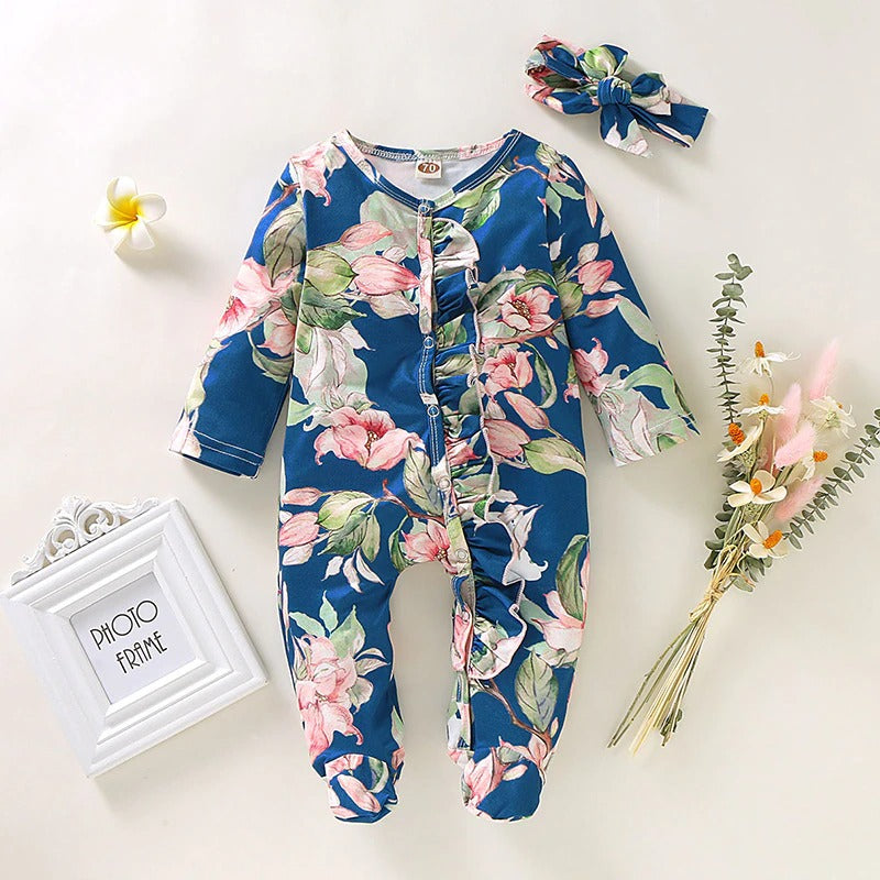Floral Romper With Headband For Toddlers-Children Cloth Shop
