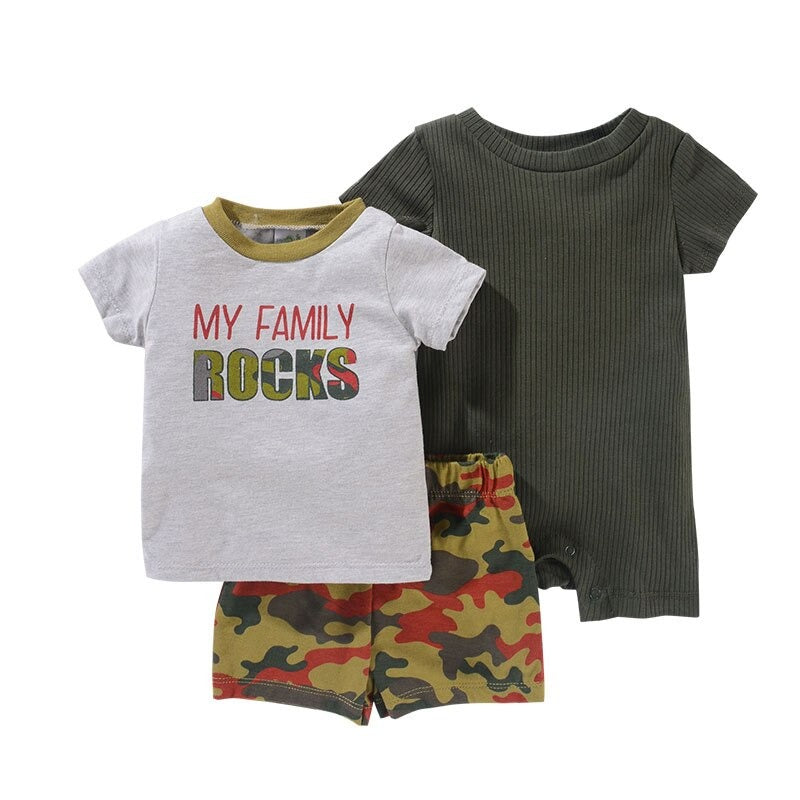 3Pcs Summer Top Jacket & Pant Romper Set-Children Cloth Shop