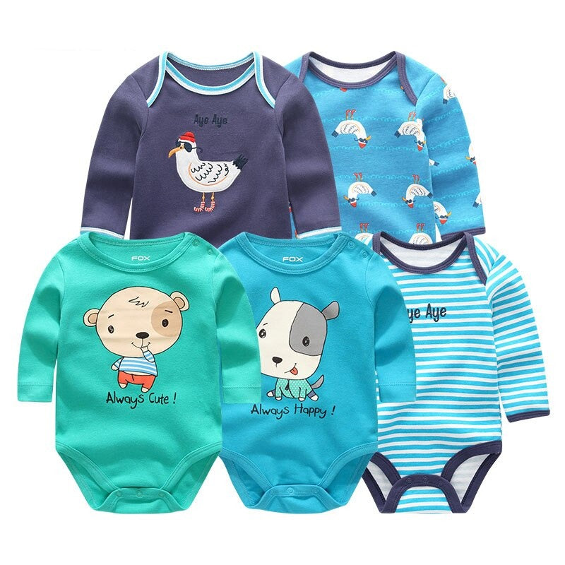 5 Pcs Cotton Toddler Bodysuits Set-Children Cloth Shop