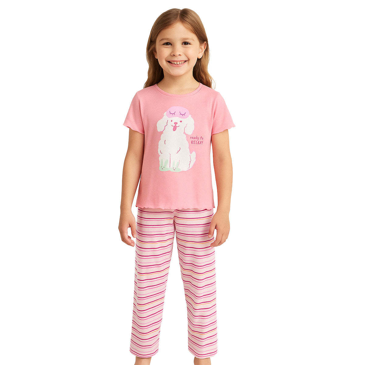 Short Sleeve Printed Pajama Set For Kids
