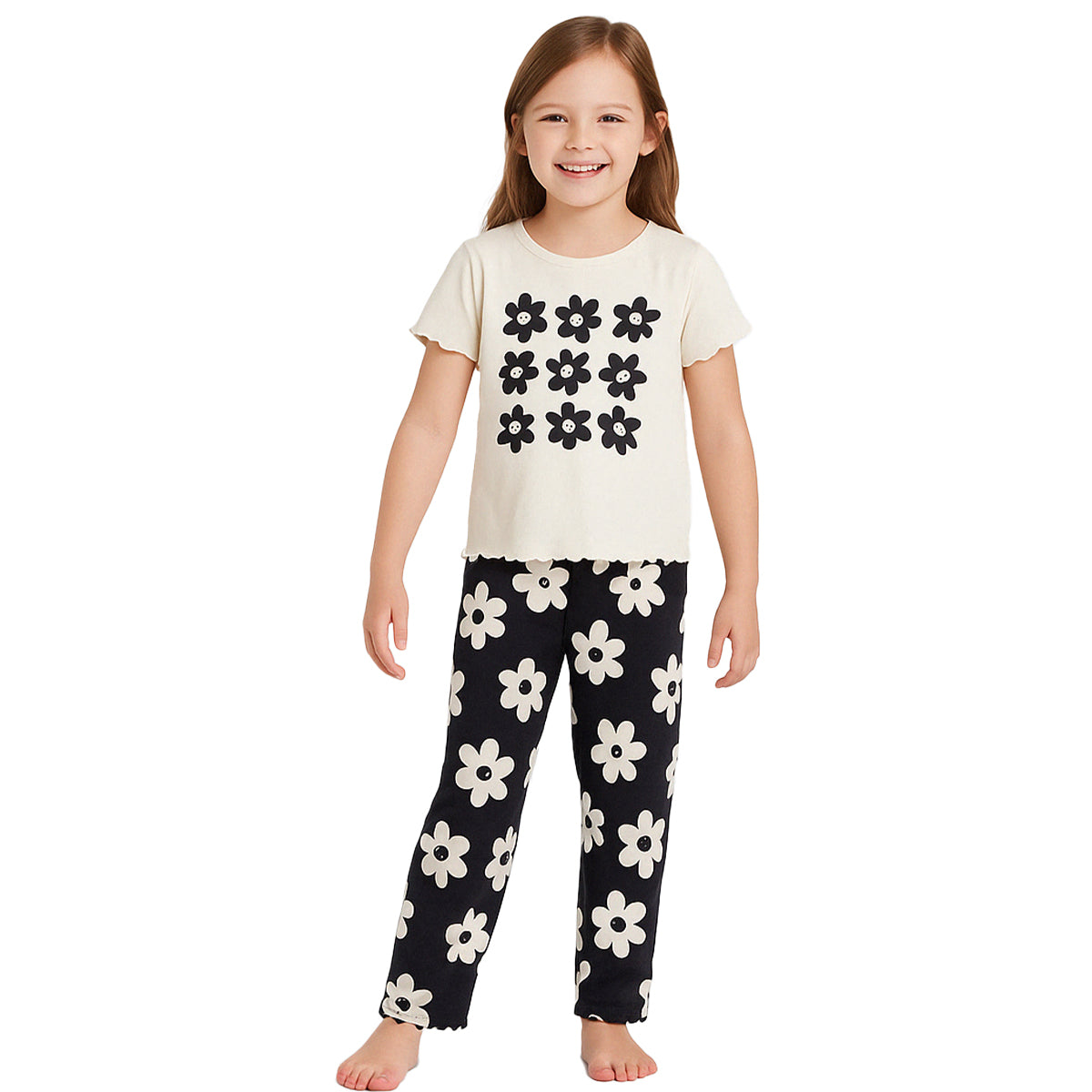 Short Sleeve Printed Pajama Set For Kids